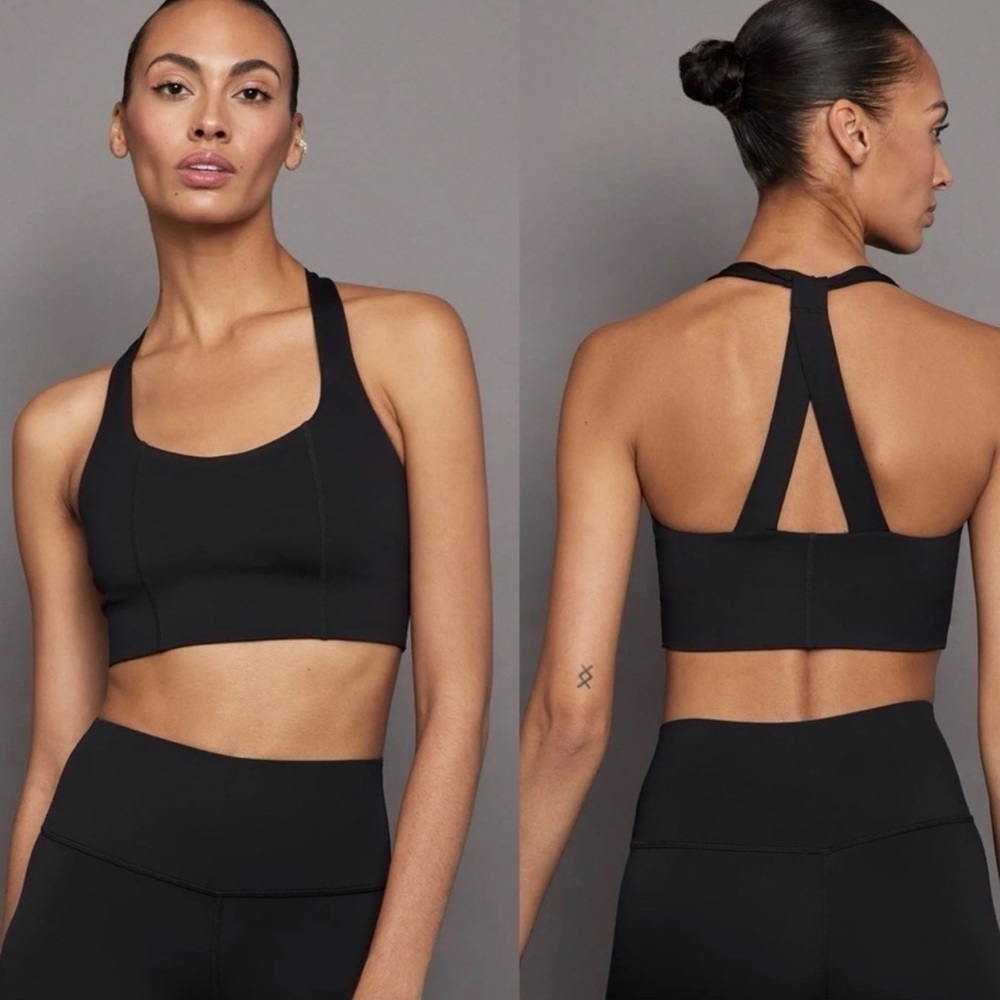 Carbon38 T-Back Bra in Diamond Compression — Black XS